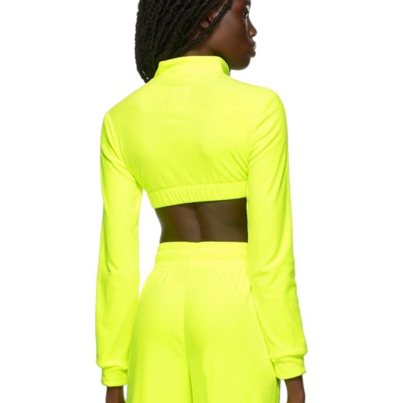 Adidas Originals x Jeremy Scott Velour Track Jacket Womens Size M Neon Yellow - Picture 3 of 8